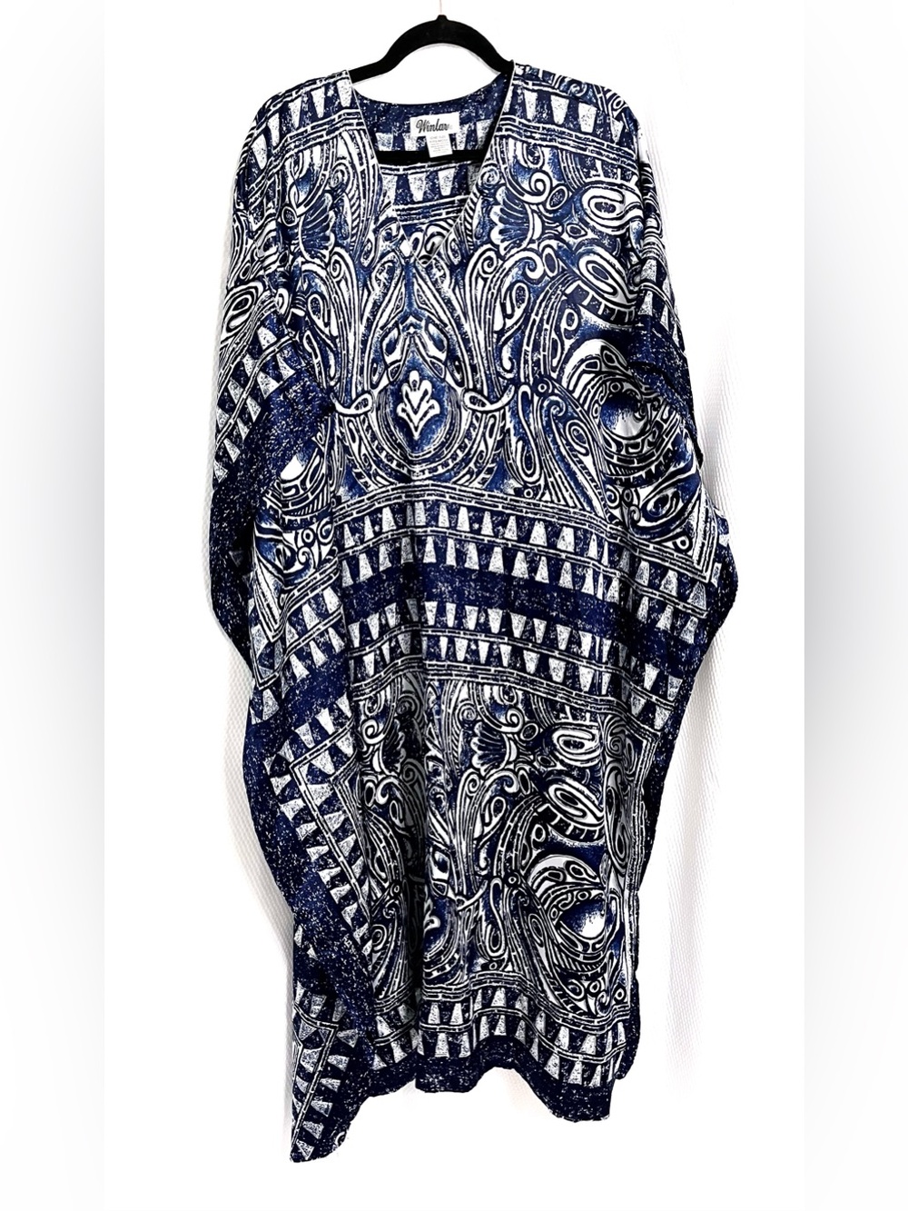 Winlar Navy and White Printed Kaftan